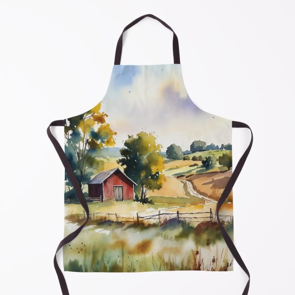 Item preview, Rustic Red Barn Countryside Watercolor Landscape designed and sold by ChrisButler.