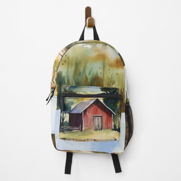 Item preview, Rustic Red Barn Countryside Watercolor Landscape designed and sold by ChrisButler.