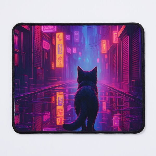 Artikelvorschau, Synthwave-Katze – Neon Alley Cat entworfen und verkauft von HBR-Graphics.