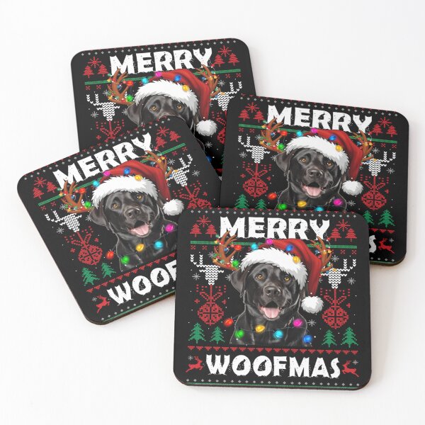 Item preview, Merry Woofmas Black Labrador Dog with Reindeer Antlers and Lights designed and sold by HarinDonreka.