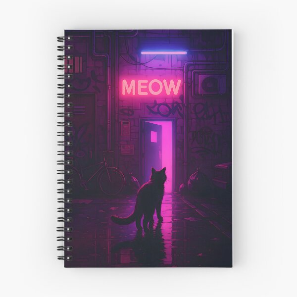 Artikelvorschau, Synthwave-Katze – Eingang zur MEOW Lounge entworfen und verkauft von HBR-Graphics.