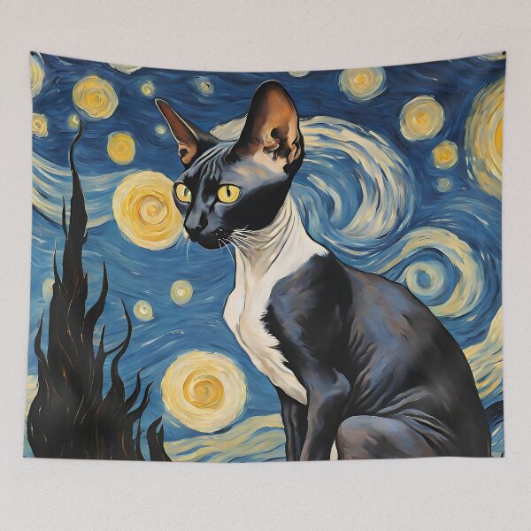 Item preview, Starry Night Sphynx Cat Art designed and sold by Sphynx Cat Art.