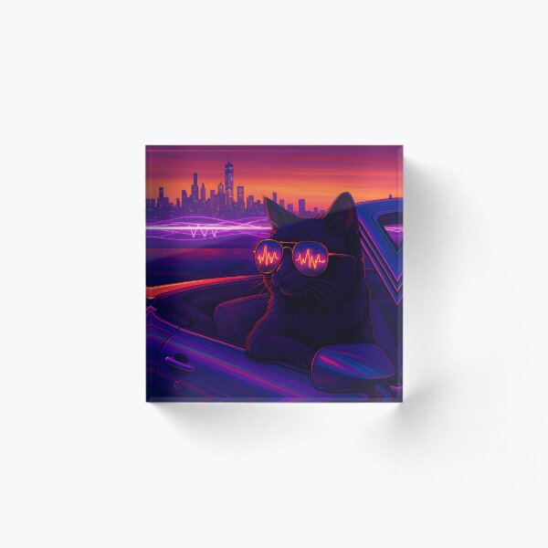 Item preview, Gato Synthwave - Noches de neón designed and sold by HBR-Graphics.