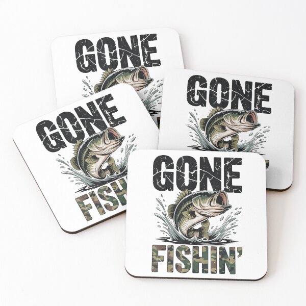 Item preview, Gone Fishin Large Mouth Bass Jumping Out of Water Camouflage Text designed and sold by HarinDonreka.