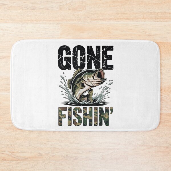 Item preview, Gone Fishin Large Mouth Bass Jumping Out of Water Camouflage Text designed and sold by HarinDonreka.