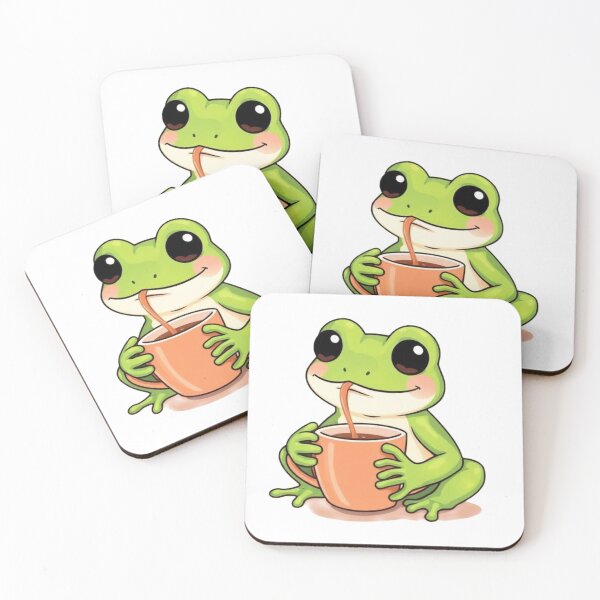 Item preview, Cute Frog Holding a Coffee Mug Design designed and sold by AKANKEDESIGN.