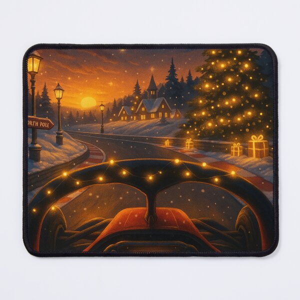 Item preview, F1 Christmas POV – Cozy Winter Village Race | Formula 1 Holiday Artwork | Festive Racing Scene designed and sold by MuseAI.