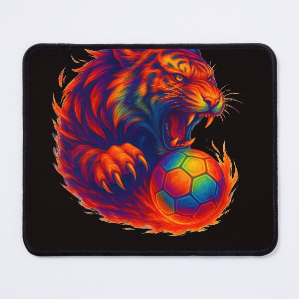 Item preview, Neon Tiger Soccer – Fierce Rainbow Football Art Design designed and sold by ArtSpark Studio.