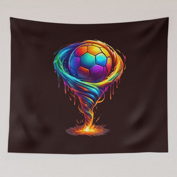 Item preview, Rainbow Soccer Tornado – Colorful Football Art Design designed and sold by ArtSpark Studio.