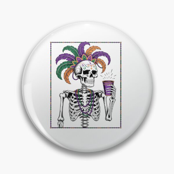 Item preview, Mardi Gras Skeleton Drinking Coffee Mask Beads designed and sold by KonopikaaArt.