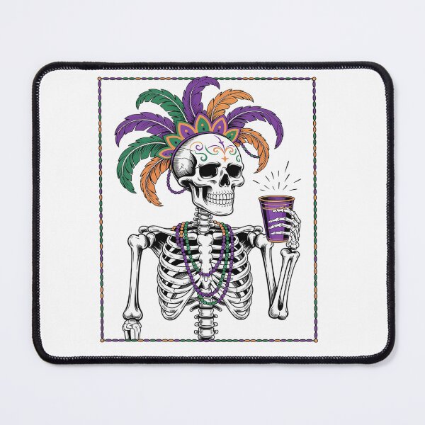 Item preview, Mardi Gras Skeleton Drinking Coffee Mask Beads designed and sold by KonopikaaArt.