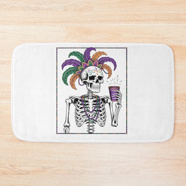 Item preview, Mardi Gras Skeleton Drinking Coffee Mask Beads designed and sold by KonopikaaArt.