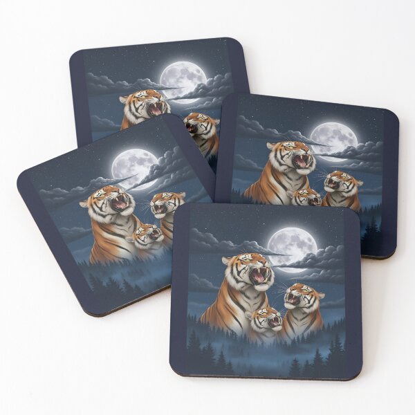 Item preview, 3 Tigers Roaring at the Moon designed and sold by DigitalDream11.