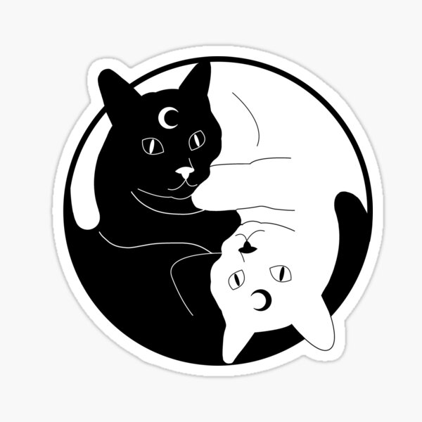 Artikel-Vorschau von Hexenhafte schwarz-weiße Yin-Yang-Katzen, designt und verkauft von Books I love.