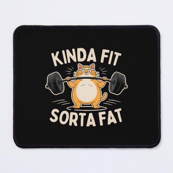 Item preview, Kinda Fit Sorta Fat Funny Gym Cute Cat designed and sold by JacquelineEnri.