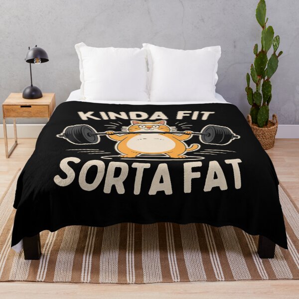 Item preview, Kinda Fit Sorta Fat Funny Gym Cute Cat designed and sold by JacquelineEnri.