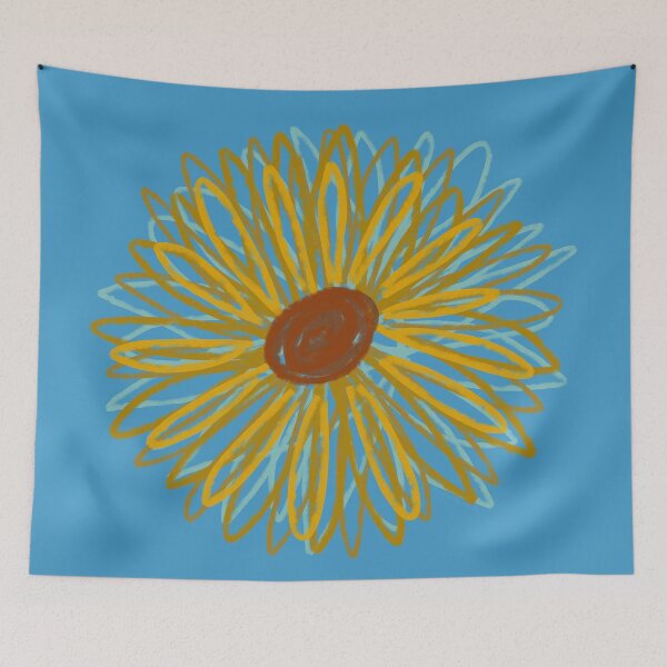 Item preview, Sunflower Doodle on Blue designed and sold by Paperwindow.