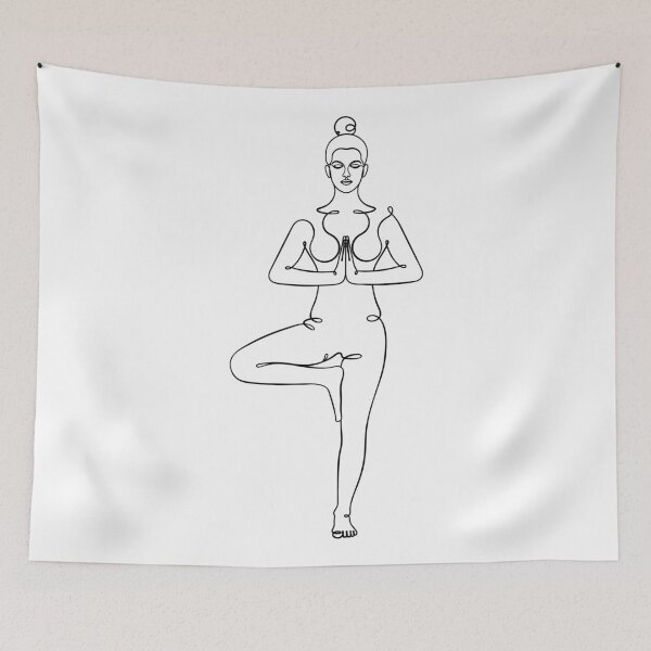 Item preview, Aesthetic Tree Pose - Vrksasana - One Line Drawing designed and sold by altandesign.