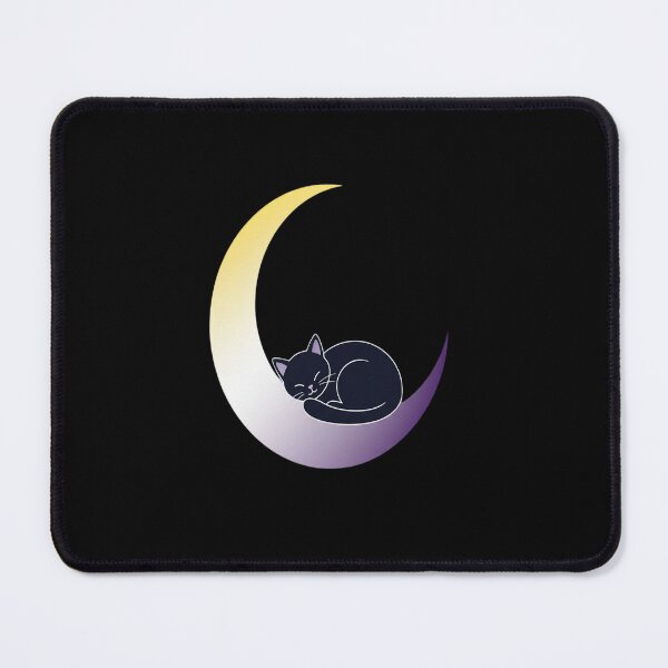 Item preview, Nonbinary Moon Space Cat LGBT Pride with Flag designed and sold by Moxizz.