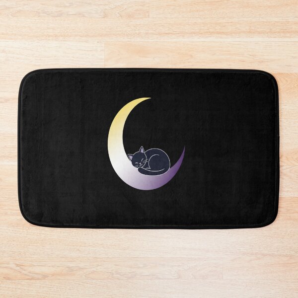 Item preview, Nonbinary Moon Space Cat LGBT Pride with Flag designed and sold by Moxizz.