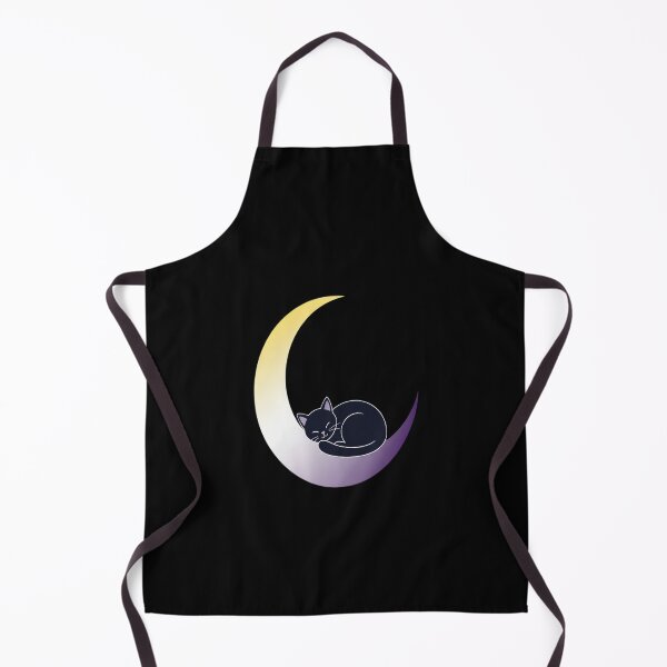 Item preview, Nonbinary Moon Space Cat LGBT Pride with Flag designed and sold by Moxizz.