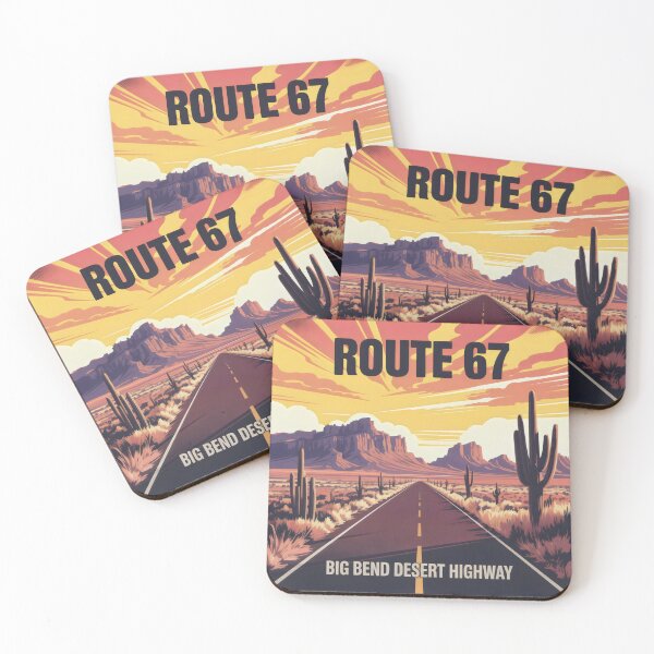 Item preview, Route 67 Big Bend Desert Highway Vintage Sunset Road Design designed and sold by SplashTastic.