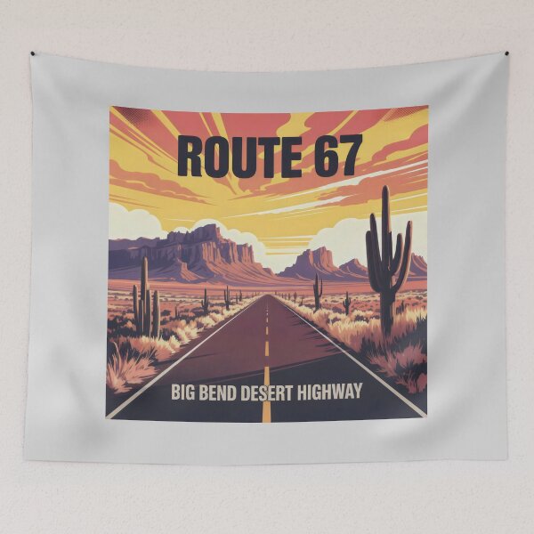Item preview, Route 67 Big Bend Desert Highway Vintage Sunset Road Design designed and sold by SplashTastic.