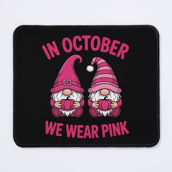 Item preview, Gnomes & Pumpkins In October We Wear Pink Halloween Witch designed and sold by SnackPAC.