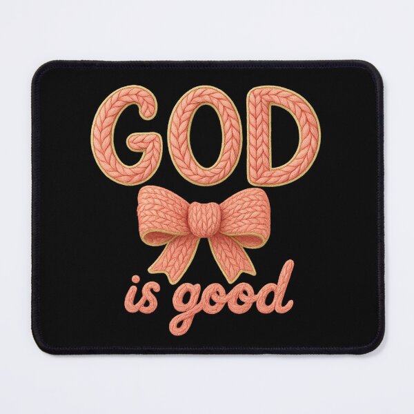 Item preview, God is Good Faux Yarn Crochet Pink Bow Bible Verse Vintage designed and sold by SunfullyYours.