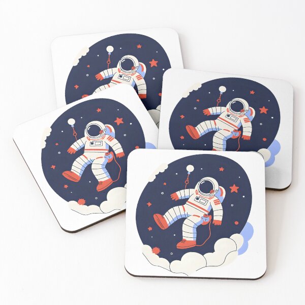 Item preview, Playful Astronaut Floating in Space Bubble Surrounded by Clouds, Stars, and Colorful Neon Accents designed and sold by KanDa-Shop.
