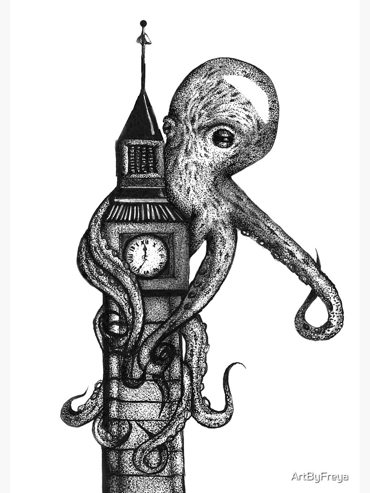 Thumbnail 3 of 3, Sticker, Octopus in London designed and sold by ArtByFreya.