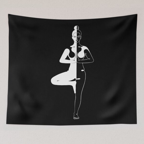 Item preview, White Aesthetic Tree Pose - Vrksasana - Shadow Art designed and sold by altandesign.