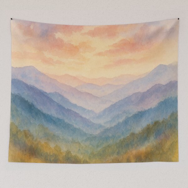 Item preview, Watercolor Smoky Mountains – Pastel Landscape Painting Design designed and sold by Globalcitytees.