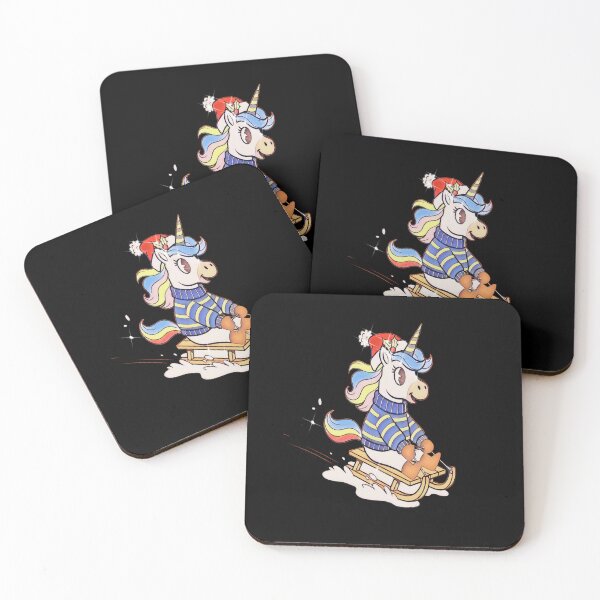 Item preview, Kawaii Christmas Unicorn Sledding Funny designed and sold by creativerooney.