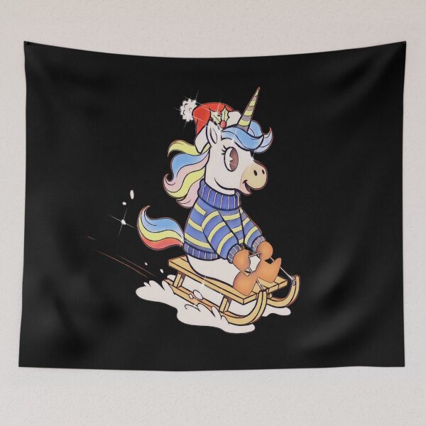 Item preview, Kawaii Christmas Unicorn Sledding Funny designed and sold by creativerooney.