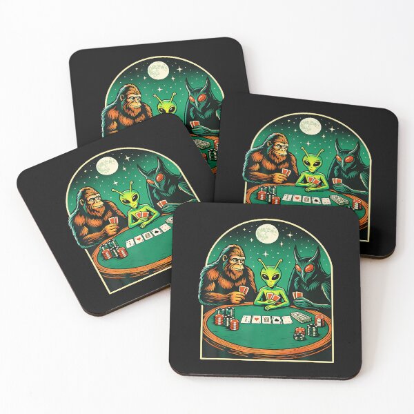 Item preview, Poker Shirt Men Women Bigfoot Alien Mothman Playing Poker designed and sold by KristyCharleen.