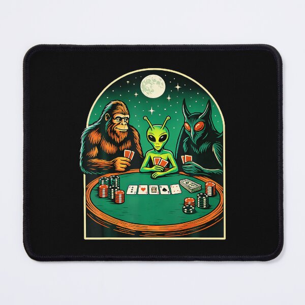 Item preview, Poker Shirt Men Women Bigfoot Alien Mothman Playing Poker designed and sold by KristyCharleen.