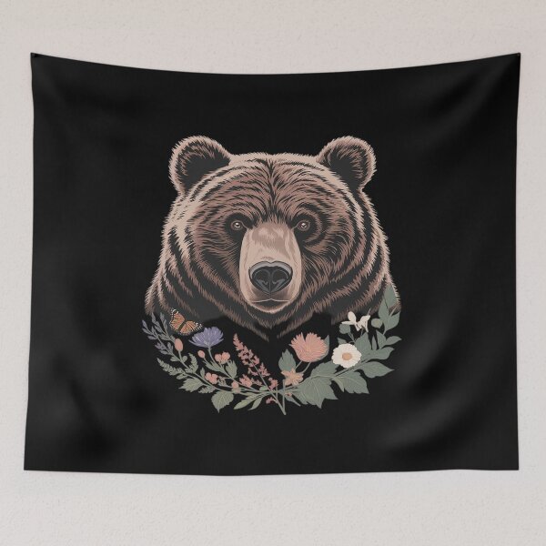 Item preview, Bear Nature Floral Grizzly Bear Face Animal Bear Lover designed and sold by RoyTill0Art.
