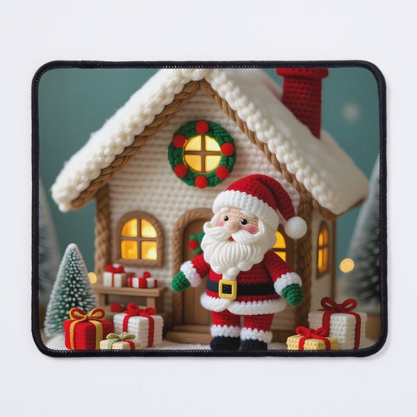 Item preview, A tiny crochet Santa Claus  carefully navigating a miniature Christmas scene designed and sold by Ponted.