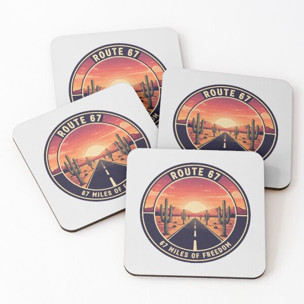 Item preview, Route 67 Desert Freedom Badge Sunset Cactus Road Design designed and sold by SplashTastic.