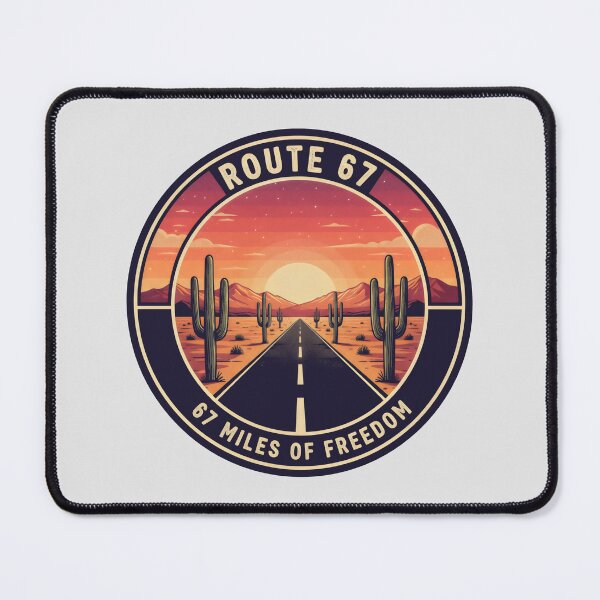 Item preview, Route 67 Desert Freedom Badge Sunset Cactus Road Design designed and sold by SplashTastic.