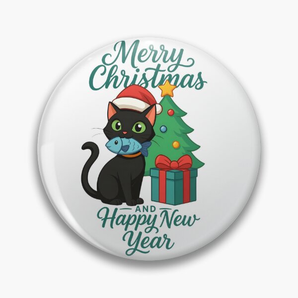 Item preview, black cat merry christmas and happy new year designed and sold by sabartgunpla.