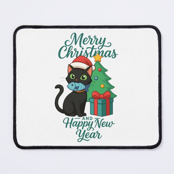 Item preview, black cat merry christmas and happy new year designed and sold by sabartgunpla.