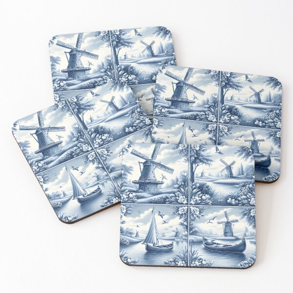 Item preview, Blue & White Dutch Landscape Pattern designed and sold by Amplify-n-Co.