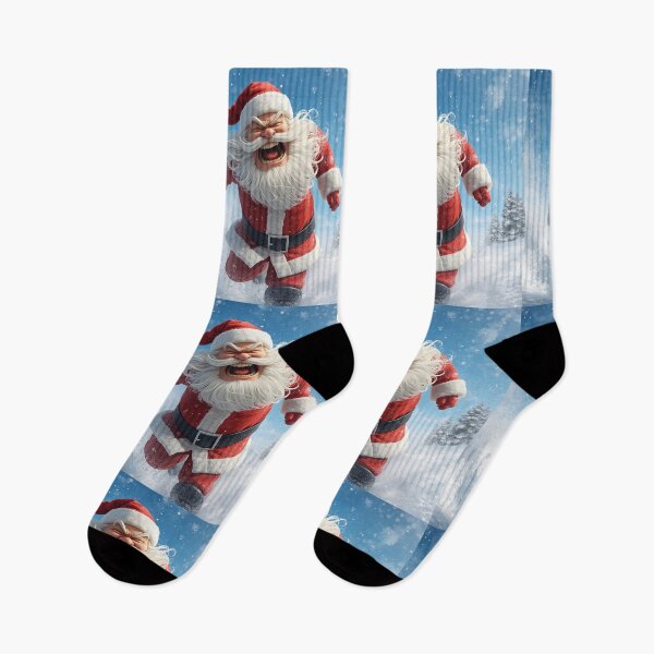 Item preview, Energetic Santa Running Through Snow – Whimsical and Joyful Christmas Art designed and sold by PixelVibe782.