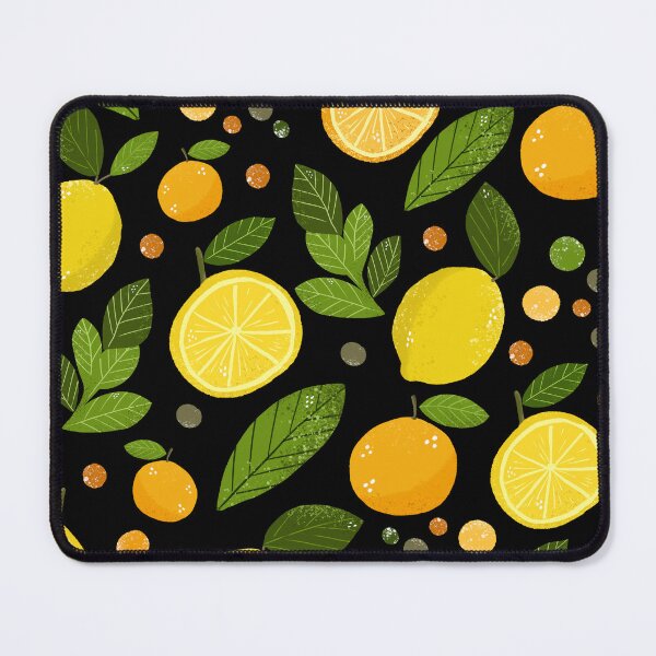 Item preview, Citrus Lemon & Orange Pattern, Fresh Yellow Fruit on Black designed and sold by DoodleMoodSpace.