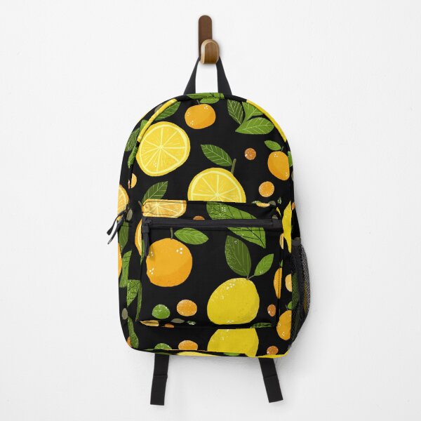 Item preview, Citrus Lemon & Orange Pattern, Fresh Yellow Fruit on Black designed and sold by DoodleMoodSpace.