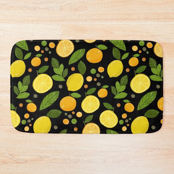 Item preview, Citrus Lemon & Orange Pattern, Fresh Yellow Fruit on Black designed and sold by DoodleMoodSpace.