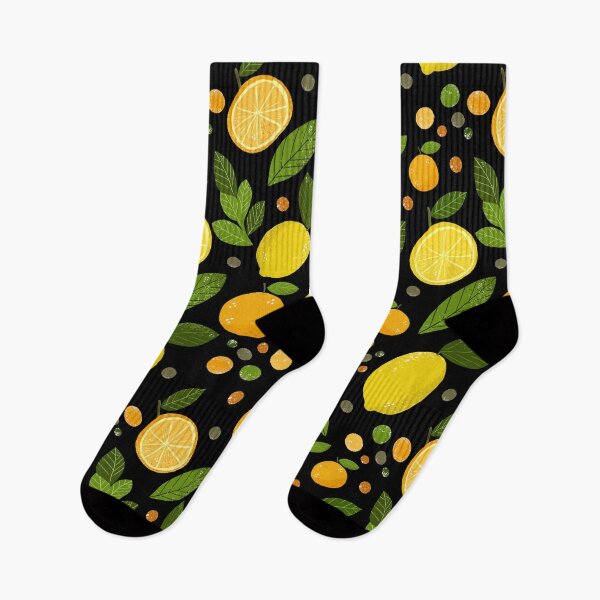 Item preview, Citrus Lemon & Orange Pattern, Fresh Yellow Fruit on Black designed and sold by DoodleMoodSpace.