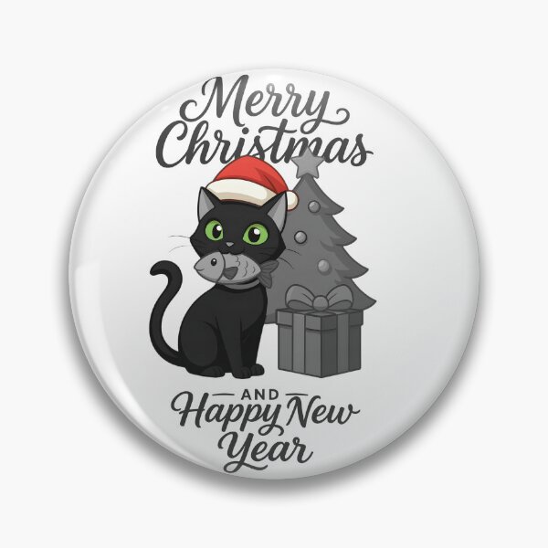 Item preview, black cat merry christmas and happy new year black white designed and sold by sabartgunpla.
